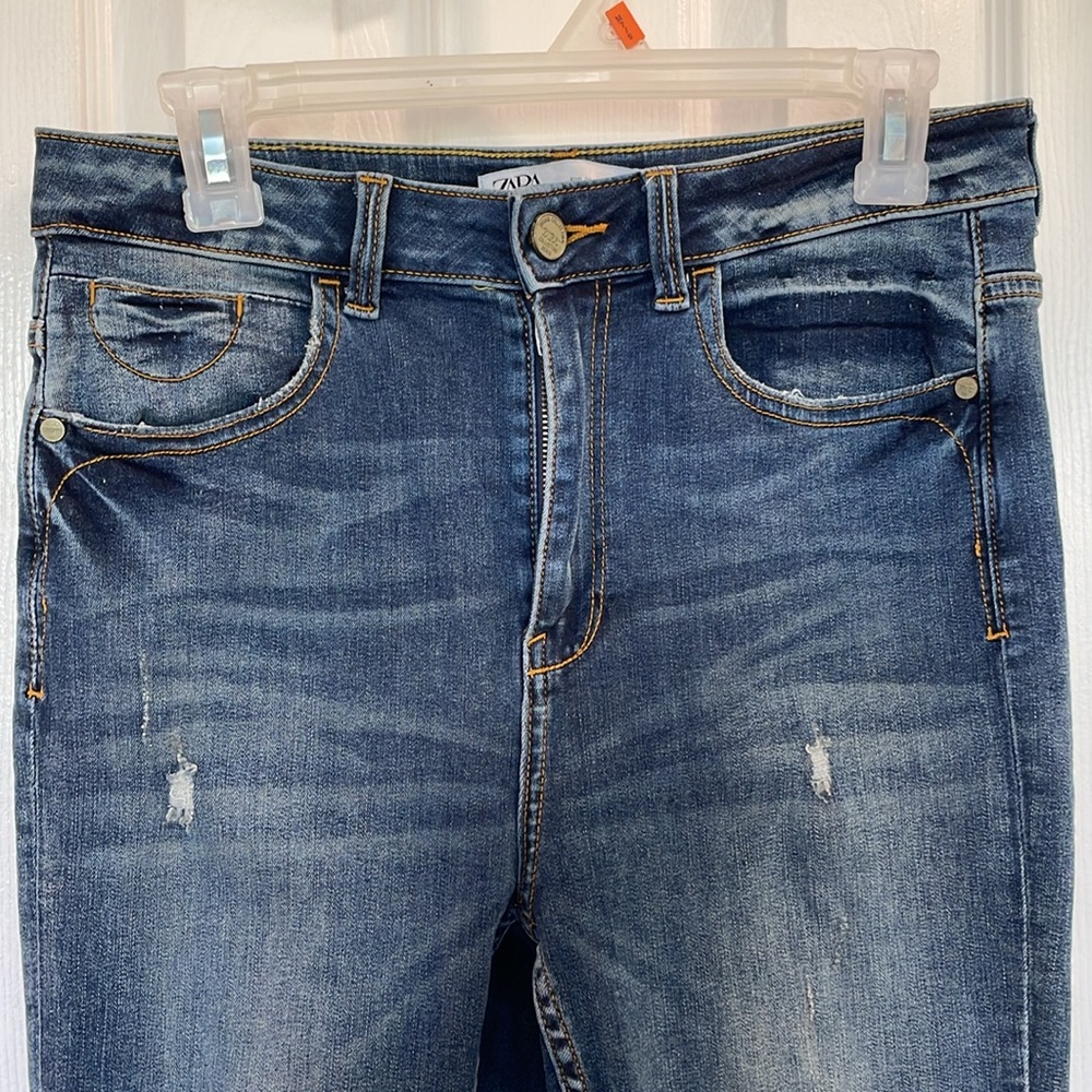 ZARA SKINNY CROPPED BLUE JEANS SIZE 6